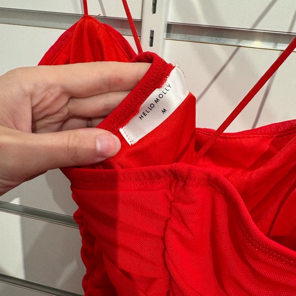 Hello Molly Red Ruched Mini Dress - Picture 4 of 4